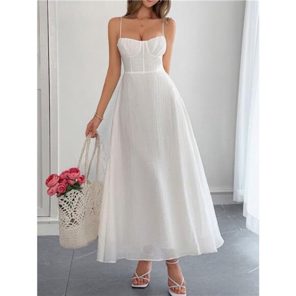 Texture Sweetheart Neck Backless Cami Dress - Picture 10 of 11